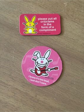 Vintage Y2K Jim Benton Pink Bunny Magnet Set